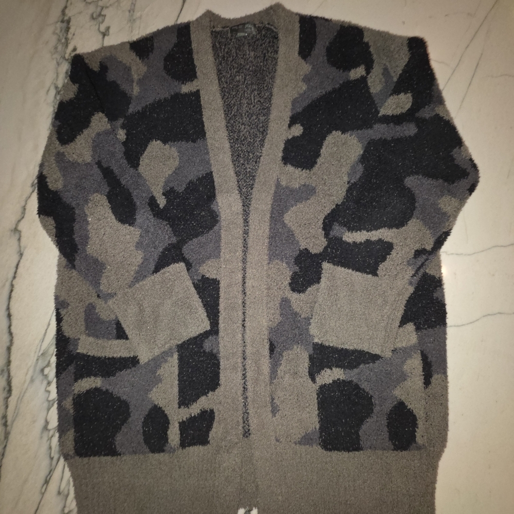 Barefoot Dreams CozyChic plush Camouflage Cardigan Sweater